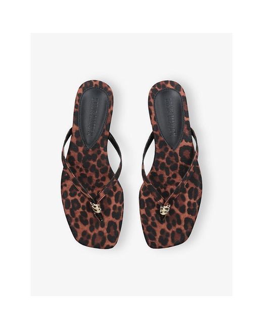 Steve Madden Brown Maliyah Leopard Flat Leather Sandals