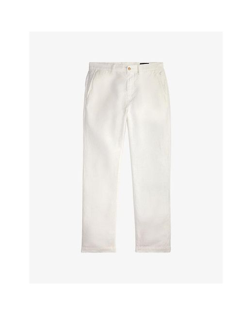 Polo Ralph Lauren White Bedford Classic-Fit Linen And Cotton Trousers for men