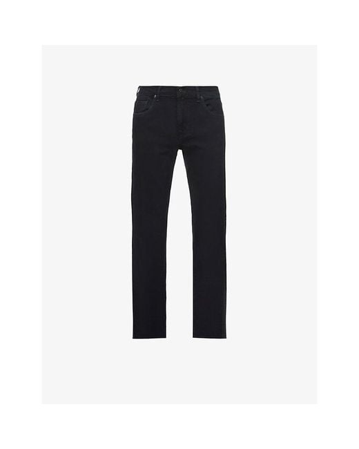 7 For All Mankind Blue Standard Luxe Performance Regular-Fit Straight Stretch-Denim Jeans for men