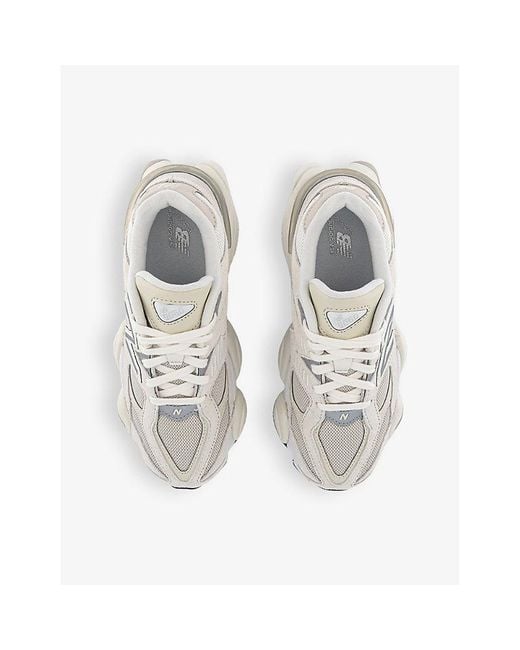 New Balance White 9060 Brand-Patch Leather And Mesh Low-Top Trainers for men