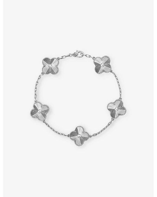 Van Cleef & Arpels Natural Vintage Alhambra 18ct White-gold 5 Motifs Bracelet