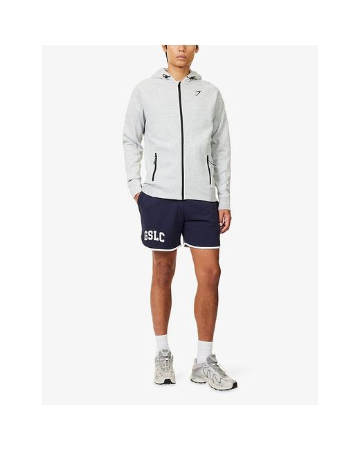 GYMSHARK White Interlock Tech Zip-Up Cotton-Jersey Hoody for men
