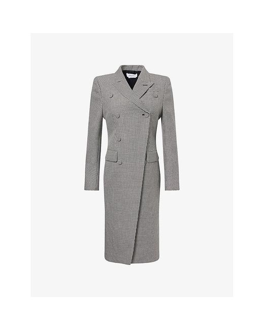 Alexander McQueen Gray Double-Breasted Check Wool Military Coat