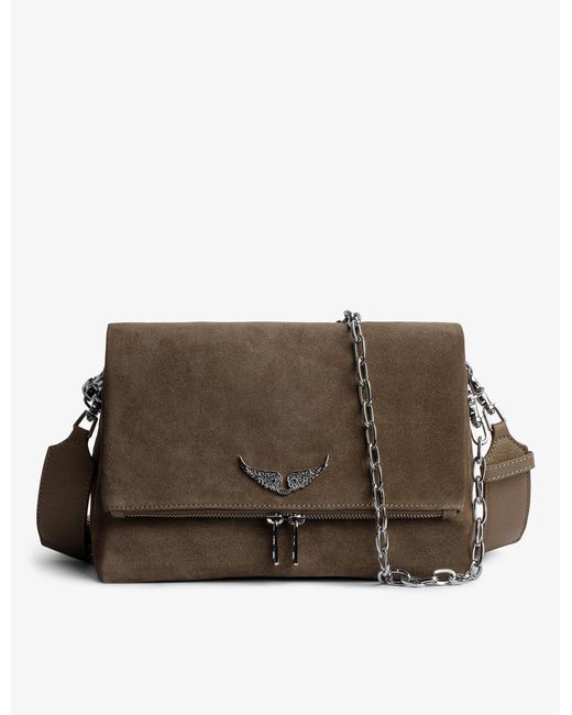 Zadig & Voltaire Rocky Foldover Suede Crossbody Bag in Brown Lyst Canada