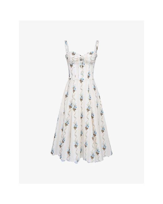 House Of Cb White Rosalee Corset Cotton Midi Dress