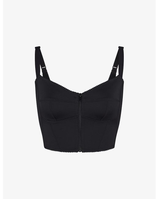 Skims Black Glam Scoop-back Bustier Stretch-woven Top