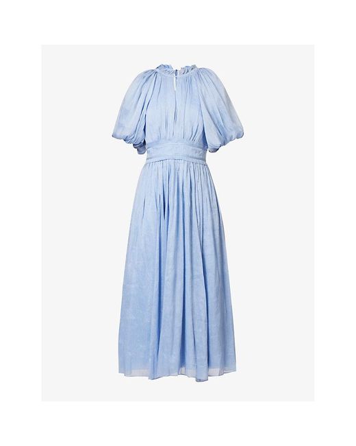 Aje. Blue Elysium Linen And Silk-blend Maxi Dress