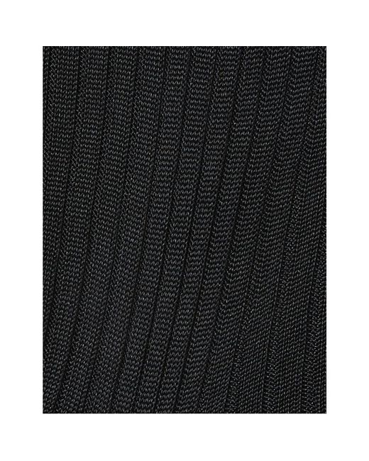 Pantherella Black Short Ribbed Silk Socks for men