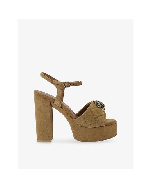 Kurt Geiger White Kensington Suede Platform Sandals