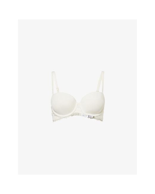 Calvin Klein White Attraction Light Line Lace-Trim Stretch-Woven Balconette Bra