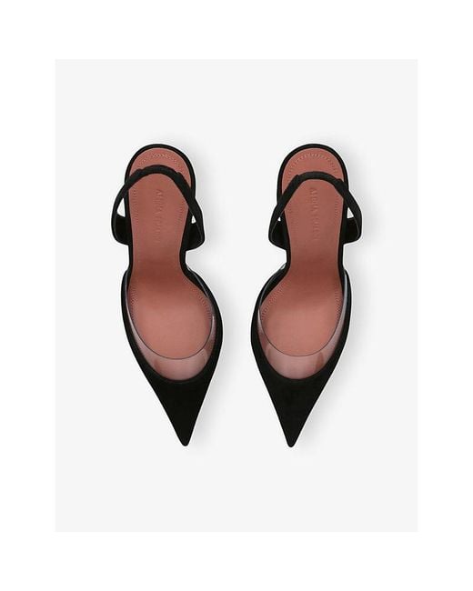 AMINA MUADDI Black Lara 95 Heeled Suede Sling-Back Courts