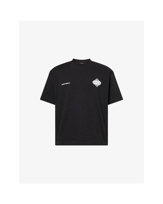 The Couture Club Black Motion-Blurred Emblem Short-Sleeve Cotton T-Shirt for men