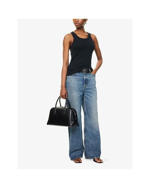 Vince Blue Scoop-Neck Stretch-Jersey Top
