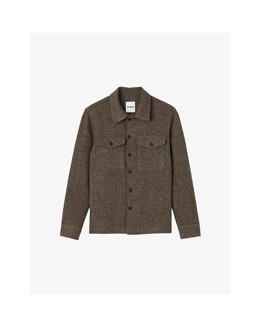 Sandro Brown Bonnie Regular-fit Wool Overshirt