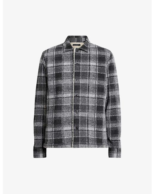 AllSaints Gray Altamount Checked Recycled Polyester-blend Jacket for men