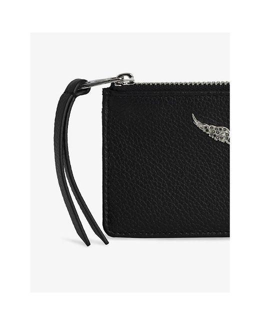 Zadig & Voltaire Black Zv Logo-Plaque Leather Cardholder