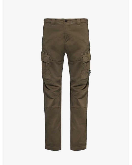 C P Company Green Mid-rise Cargo-pocket Stretch-cotton Trousers for men
