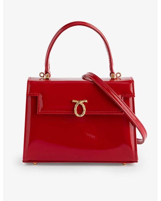 Launer Red Judi Leather Top-handle Bag