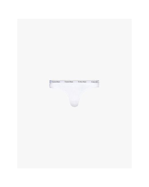 Calvin Klein White Modern Logo Low-Rise Stretch-Cotton Thong