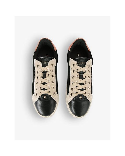 Kurt Geiger Black Kensington Logo-Embossed Low-Top Leather Trainers