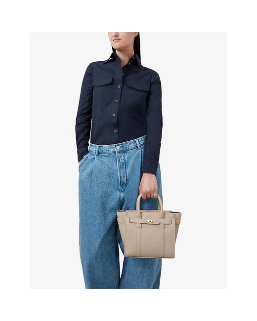 Mulberry Natural Zipped Bayswater Mini Grained-Leather Tote Bag