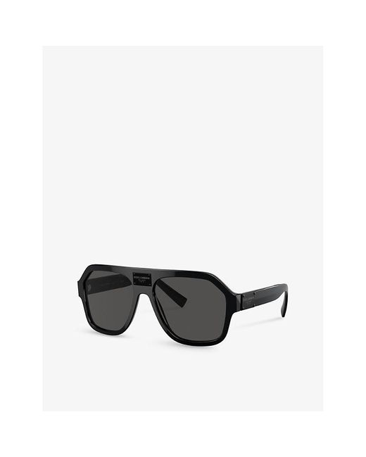 Dolce & Gabbana Black Dg4433 Pilot-frame Acetate Sunglasses