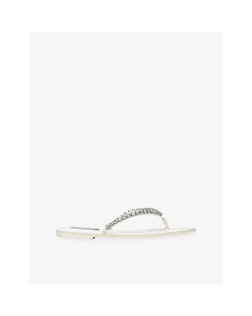 Steve Madden White Kustom 002 Embellished Woven Sandals