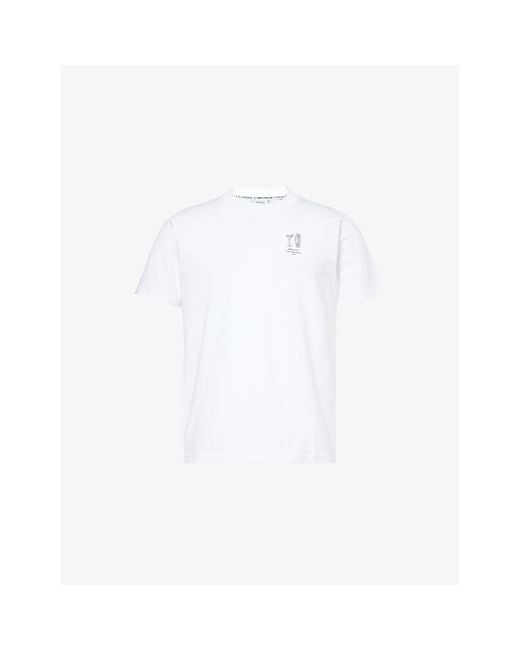 Percival White Mixologist Graphic-Print Cotton T-Shirt for men