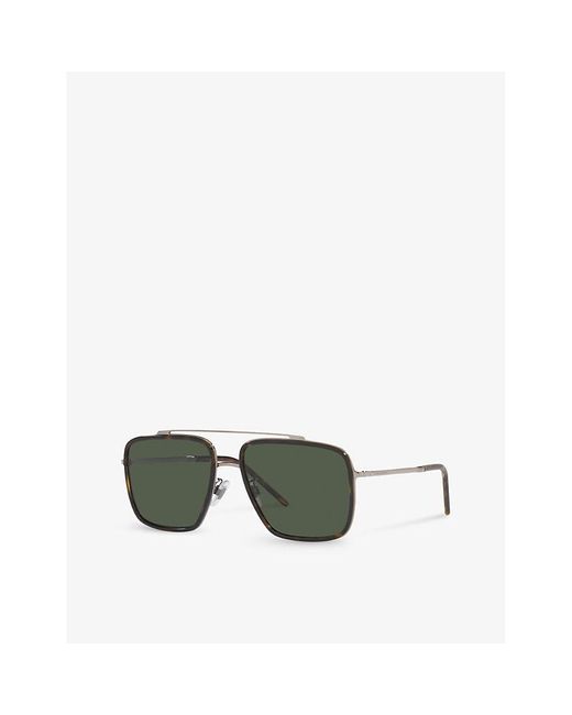 Dolce & Gabbana Green Dg2220 Square-frame Metal Sunglasses