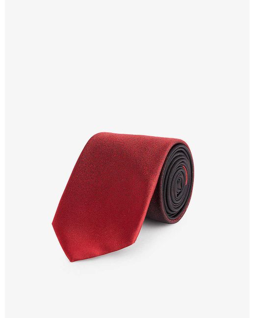 Ferragamo Red Tokyo Jacquard-pattern Wide-blade Silk Tie for men