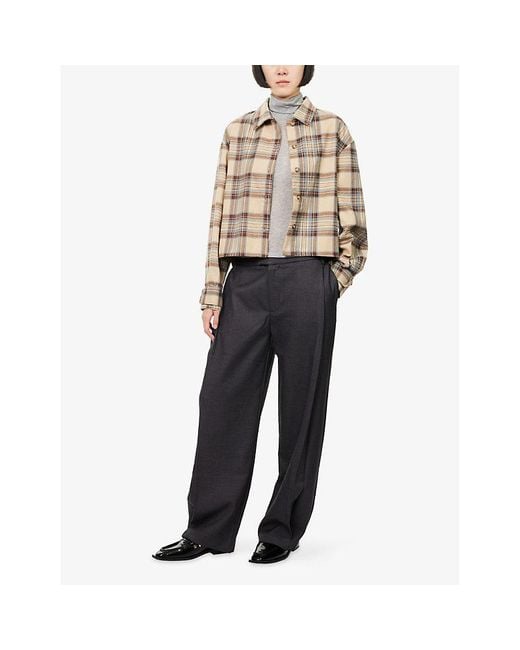 The Couture Club Natural Brushed Check-Print Stretch-Woven Shirt