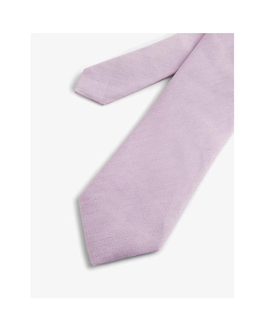 Ted Baker Purple Textured-weave Silk And Linen Tie for men