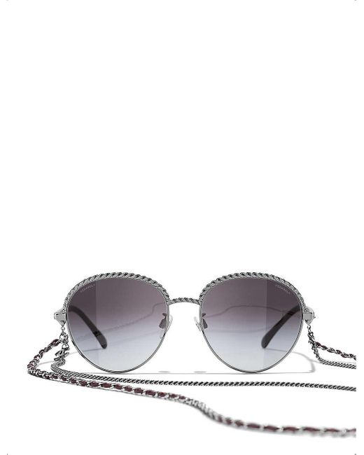 Chanel Pantos Sunglasses in White | Lyst