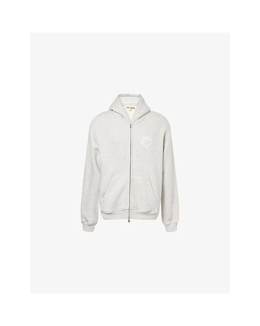 The Couture Club White Monogram Emblem Relaxed-Fit Cotton-Blend Hoodie for men