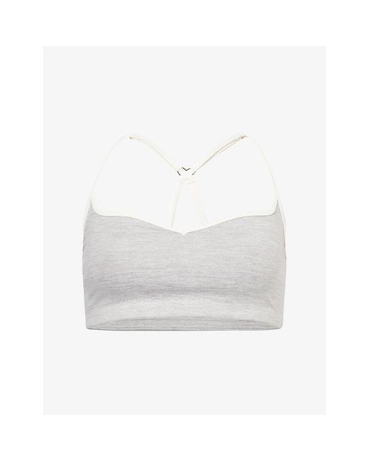 BO+TEE White Soft Active Sweetheart-Neck Contrast Sports Bra