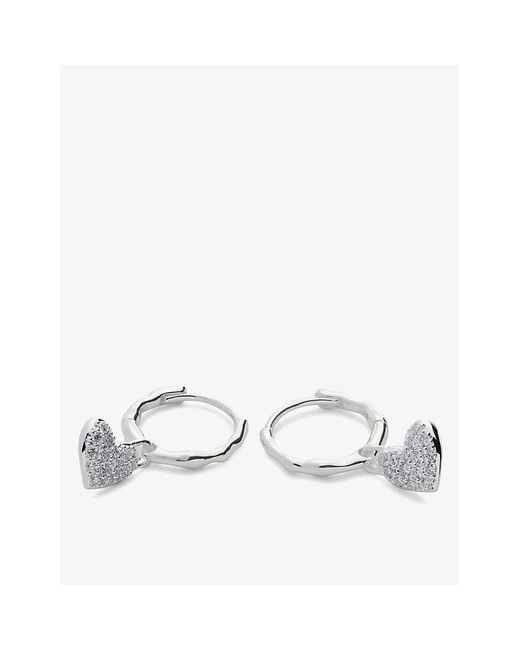 Monica Vinader White Heart Sterling- And 1.7Ct Lab-Grown Diamond Huggie Earrings