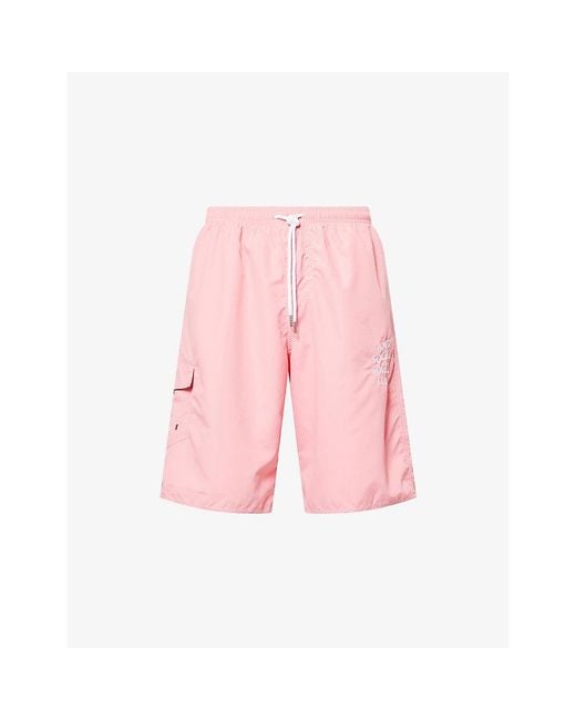 ANTI SOCIAL SOCIAL CLUB Pink Logo-Embroidered Swim Shorts for men
