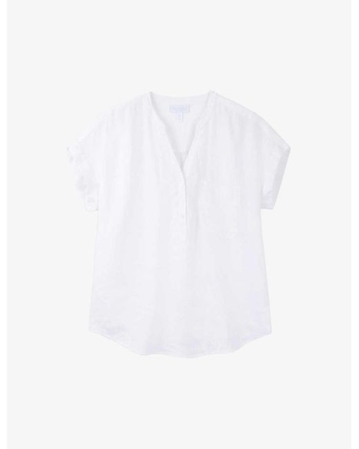 The White Company White The Company Button-neckline Relaxed-fit Linen Shirt