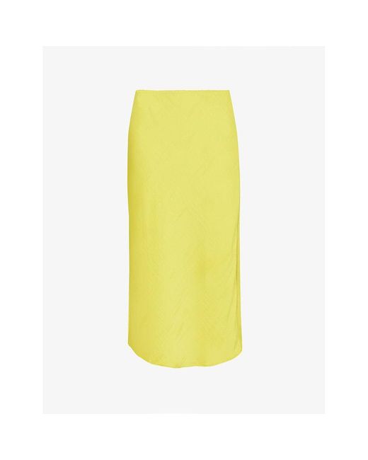Samsøe & Samsøe Yellow Agneta Mid-rise Recycled-polyester Midi Skirt