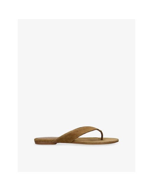 Le Monde Beryl Gray Flat Thong Suede Sandals