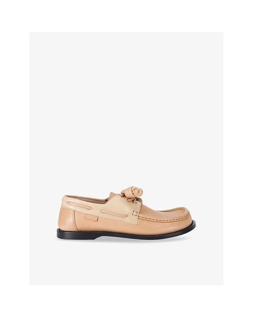 Loewe Natural Campo Leather Loafers