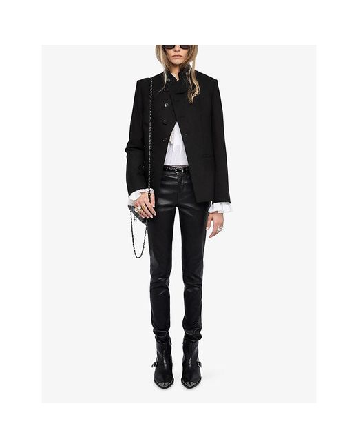 Zadig & Voltaire Black Verysa Rhinestone-Embellished Stretch-Woven Blazer