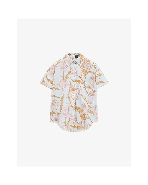Loewe White X Paula's Ibiza Floral-Print Short-Sleeve Cotton-Poplin Shirt