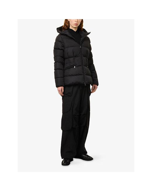 Moncler Black Avoce Funnel-Neck Shell-Down Hooded Jacket