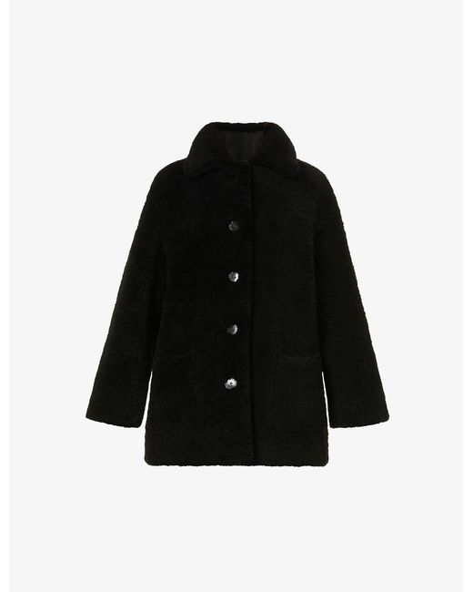 Zadig & Voltaire Leather Magdas Reversible Shearling Coat in Black - Lyst