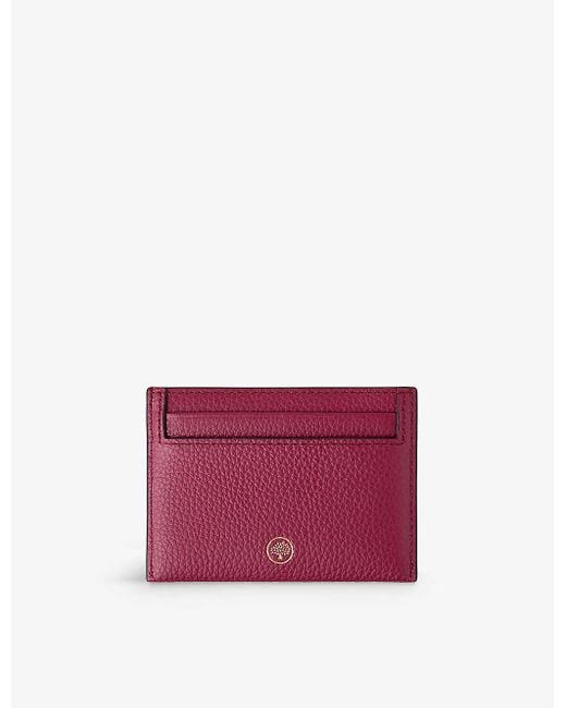 Mulberry Purple Continental Brand-debossed Leather Card Holder