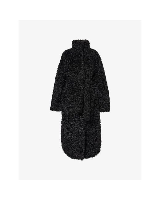 Frankie Shop Black Ravello Faux Shearling Robe Coat