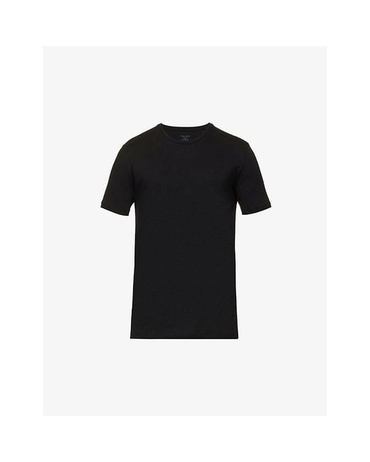 Falke Black Regular-Fit Crewneck Stretch-Cotton T-Shirt for men