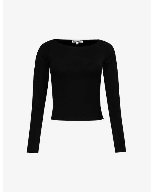 Reformation Black Wiley Stretch-woven Top