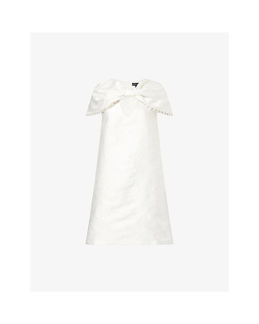 Sister Jane White Opaline Caped Satin Mini Dress